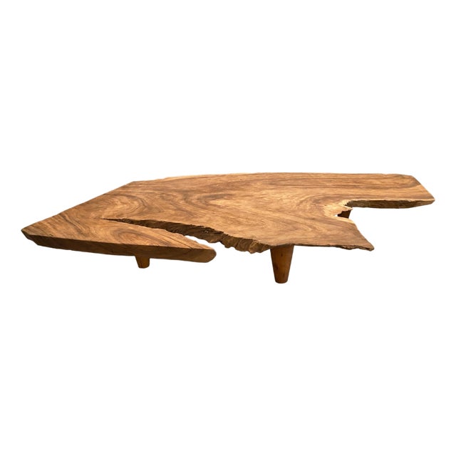 Andrianna Shamaris Massive Single Slab Suar Wood Live Edge Coffee Table For Sale