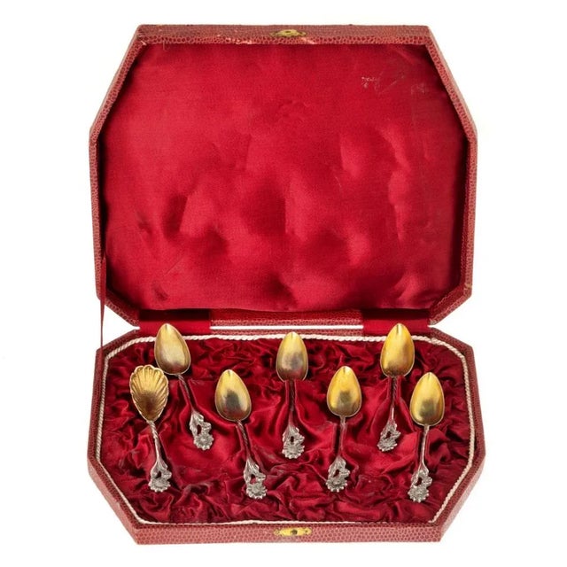 Portuguese Silver Spoons and Ladle, 19th Century, Set of 8 For Sale - Image 4 of 5