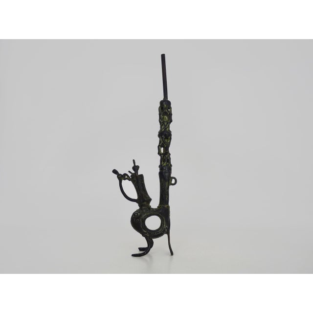 Large Vintage Zoomorphic Bamoun Bronze Pipe Cameroon, 1960s For Sale - Image 3 of 11