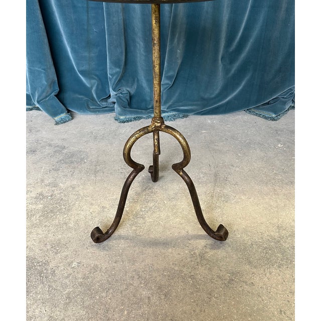 Spanish Gilt Iron Side Table on an Elevated Tripod Base For Sale - Image 11 of 12