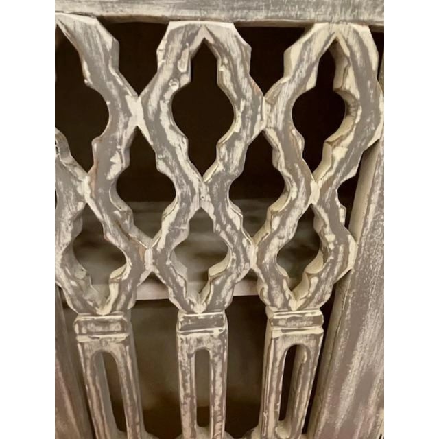 Gray Modern Goth Carved Acacia Wood 2-Door Accent Cabinet For Sale - Image 8 of 8