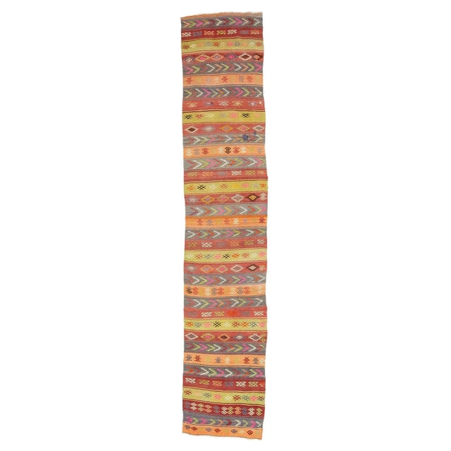 Textile Colorful Vintage Kilim Runner For Sale - Image 7 of 7