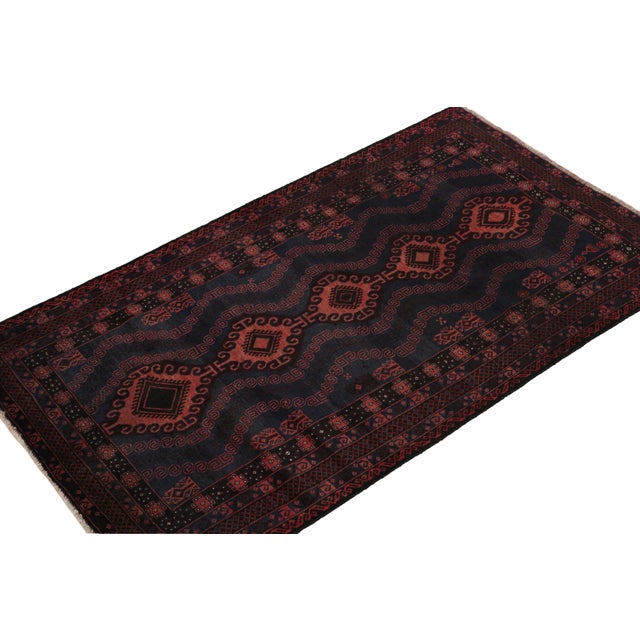 Hand knotted in wool and goat hair, this 4x7 Baluch rug represents a new line of tribal rugs in the Modern Classics...