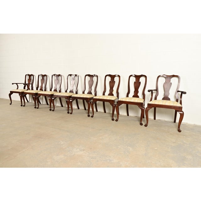 Henkel Harris Queen Anne Solid Mahogany Dining Chairs, Set of Eight For Sale - Image 16 of 16