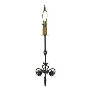 Wrought Iron Candlestick Style Table Lamp For Sale