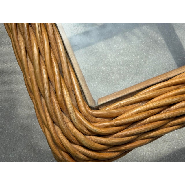 Ficks Reed Vintage Woven Rattan End Tables With Glass Tops, Pair For Sale - Image 4 of 12