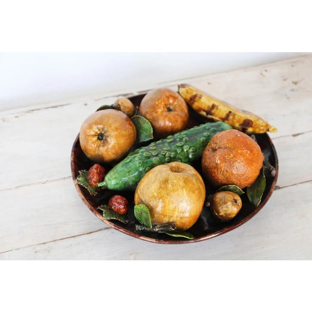 Rustic Trompe l'Oeil Antique Portuguese Large Wall Plate For Sale - Image 3 of 12