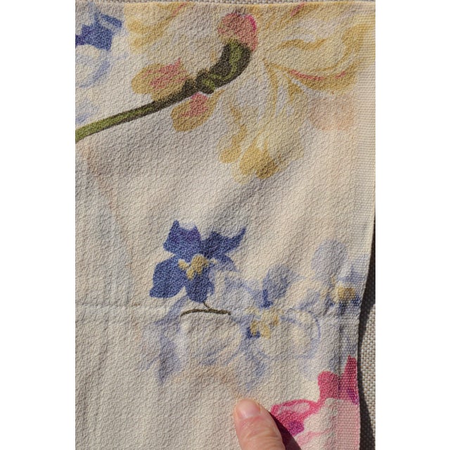 1940’s Floral Printed Curtain Panels - A Pair - For Sale - Image 9 of 10