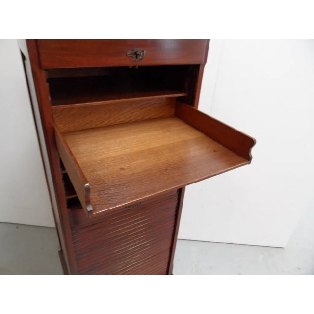 Wood Antique Mahogany Filing Cabinet with Roller Shutter, 1890s For Sale - Image 7 of 13