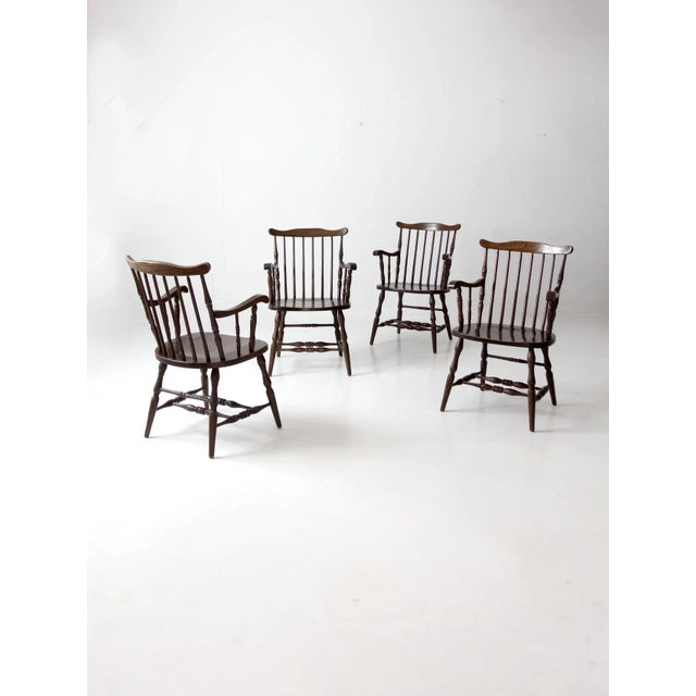 Vintage Windsor Dining Chairs Set 4 For Sale - Image 10 of 13