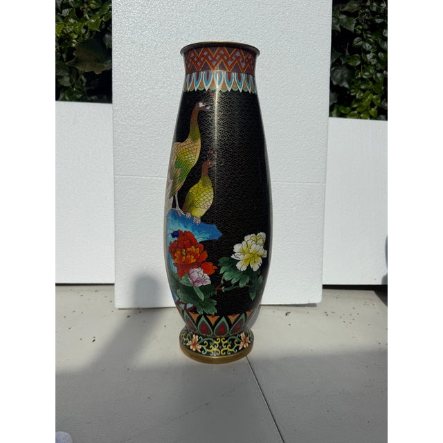 Cornflower Blue Mid 20th Century Chinese Cloissone Vase. Rare Form For Sale - Image 8 of 12