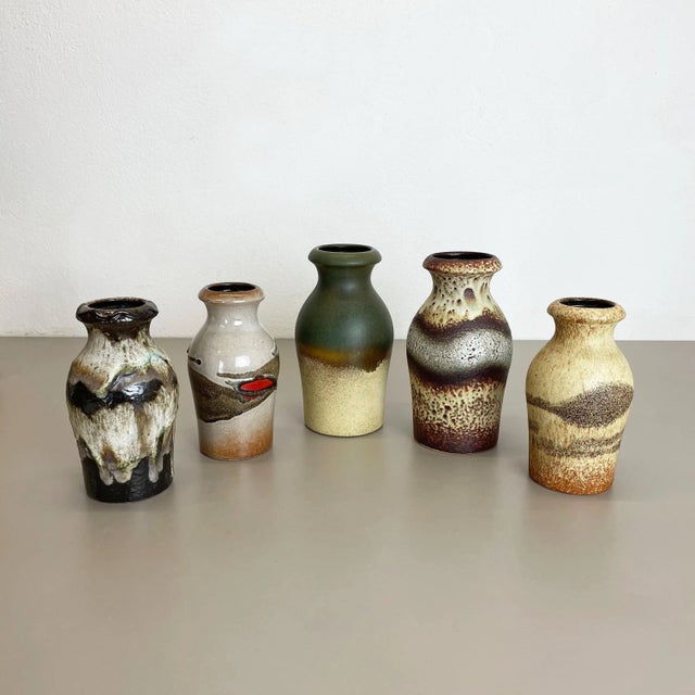 Vintage Pottery Fat Lava Vases from Scheurich, Germany, 1970s, Set of 5 For Sale - Image 3 of 17