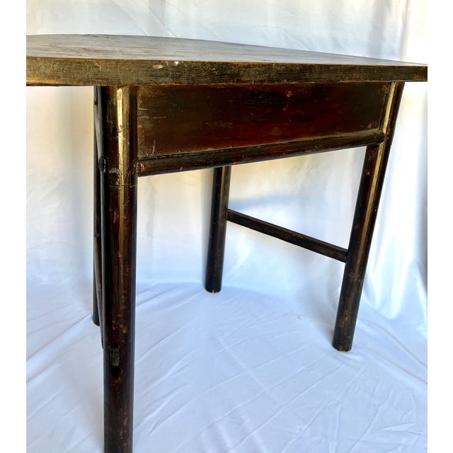 Antique Handcrafted Wood Demi-Lune Table For Sale - Image 11 of 11