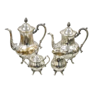 Antique English Victorian Silver Plated Coffee Tea Set - 4 Pieces
