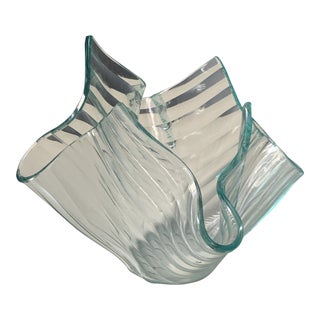 1994 Tony Serviente Glass Handkerchief Votive Holder Signed For Sale
