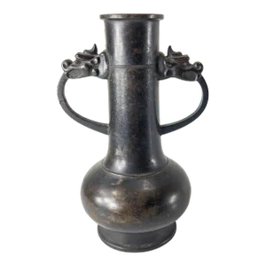 18th Century or Earlier Chinese Bronze Vase in Song Dynasty Style With Dragon Ears