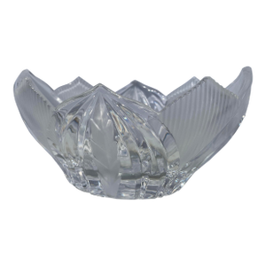 1920s Ard Deco Etched Cut Glass Candy Dish Tulip Flower