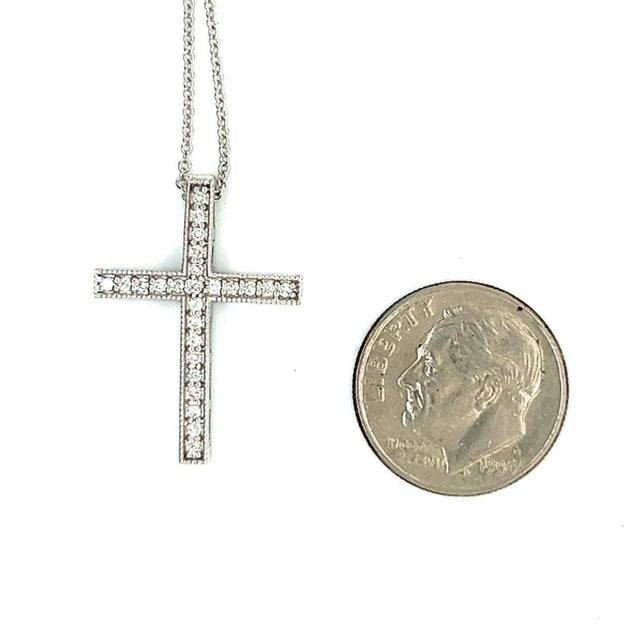 Natural Quality Diamond Cross Pendant with Chain 17" 14k W Gold 0.25 CT Certified $2,950 307922 This magnificent pendant...