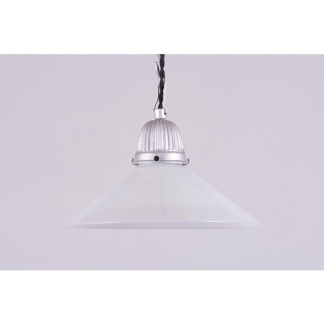 Mid-Century Chandelier in Metal and Opal Glass, Czech, 1970s For Sale - Image 6 of 6