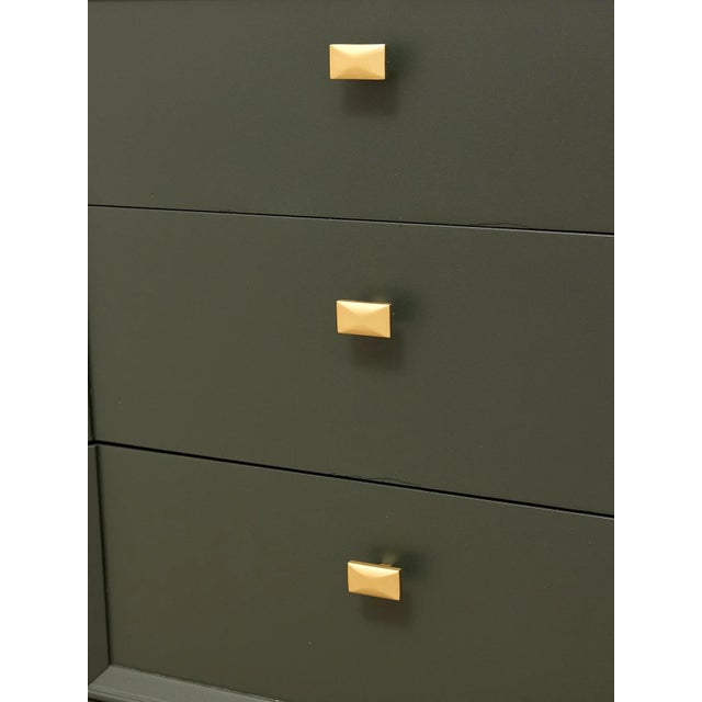Vintage Dark Green Geometric Credenza With Brass Hardware For Sale - Image 9 of 12
