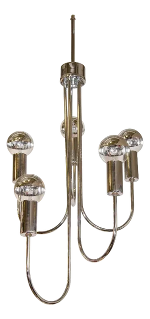 Gaetano Sciolari Style Chrome 5-Branch Chandelier