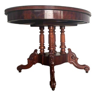 Antique Oval Table in Mahogany with Glass Top For Sale