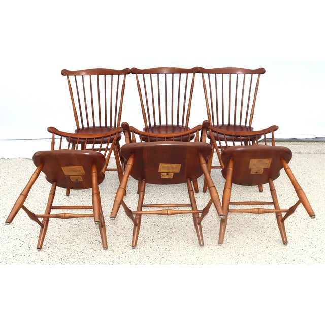 L. & J.G. Stickley, Inc. Authentic Stickley Sold Wood 6 Spindle-Back Windsor Chairs For Sale - Image 4 of 8