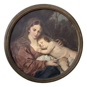 Mincato Giuseppe, Madonna with Sleeping Child, 1920s, Oil on Canvas, Framed