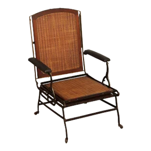 Antique Campaign Cane, Walnut & Iron Adjustable Chaise Lounge Chair