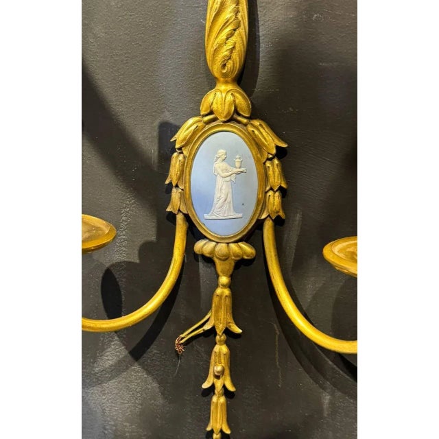 1900 Bronze Sconces With Wedgwood Style Design - a Pair For Sale In New York - Image 6 of 7