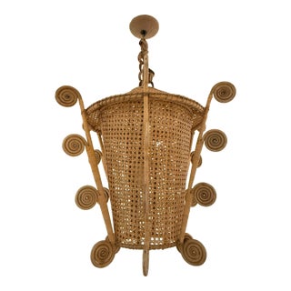 Large Rattan Caning Pagoda Lantern For Sale