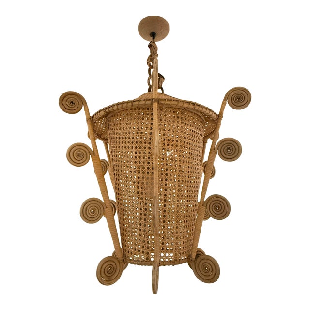 Large Rattan Caning Pagoda Lantern For Sale