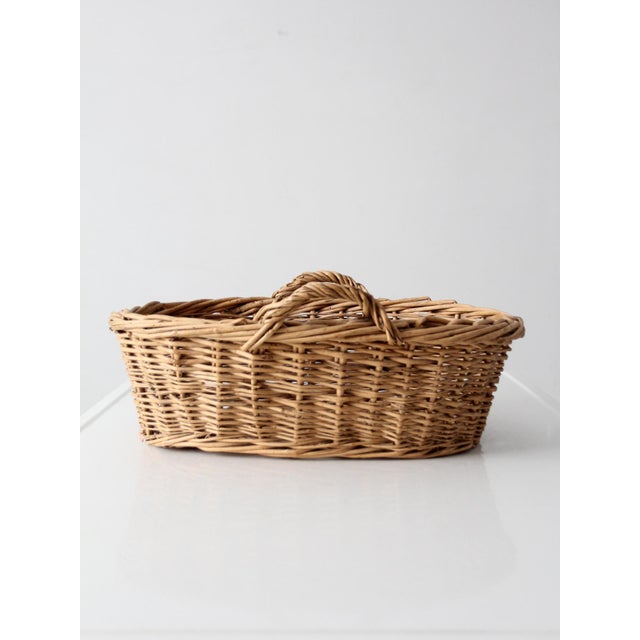 Vintage Wicker Gathering Basket With Handles For Sale - Image 12 of 13