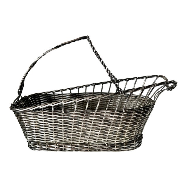 Vintage French Silver Mesh Wine Bottle Caddy For Sale