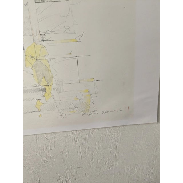 Japanese Vintage Drawing by Keiji Usami For Sale - Image 3 of 3