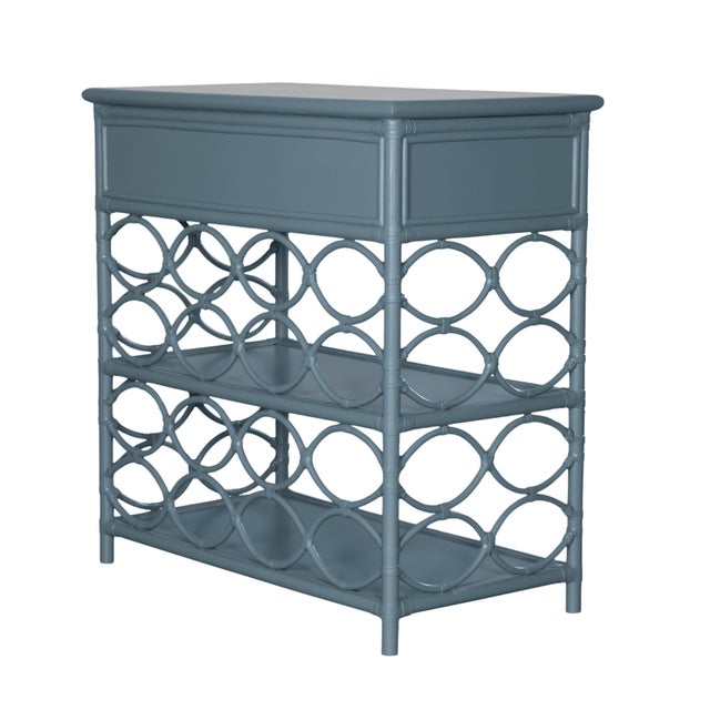 Wood Infinity End Table - Regatta Blue For Sale - Image 7 of 10