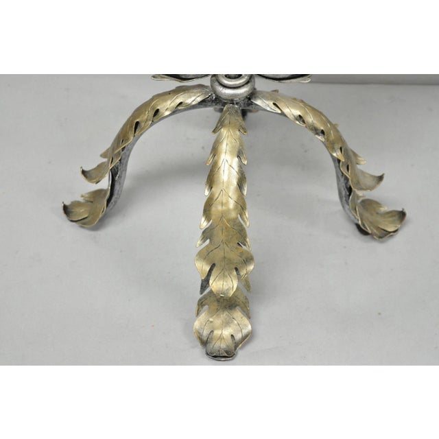 Contemporary Mediterranean Style Silver Gilt Iron Metal Mirror Fireplace Screen For Sale In Philadelphia - Image 6 of 13