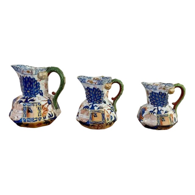 Antique Davenport Ironstone Octagonal Jugs, 1820, Set of 3 For Sale