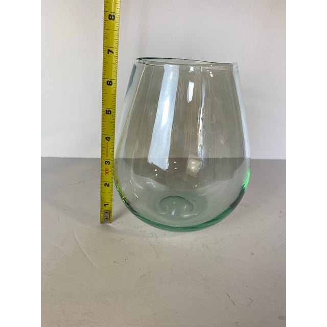 Vintage Hand-Blown Pale Turquoise Glass Vase, Tapered Form For Sale - Image 9 of 9