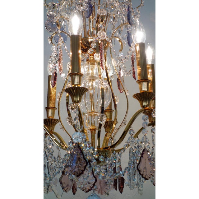 24K Gold-Plated Brass and Lead Crystal Chandelier, 1970s For Sale - Image 15 of 16