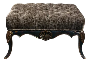 Antique Regency Style Black & Gold Tufted Bench Ottoman W Nancy Corzine Cut Velvet
