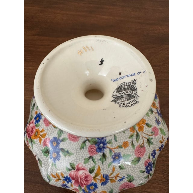 English Vintage Grimwades Old Cottage Chintz Miniature Footed Compote, English Floral Chintzware For Sale - Image 3 of 8