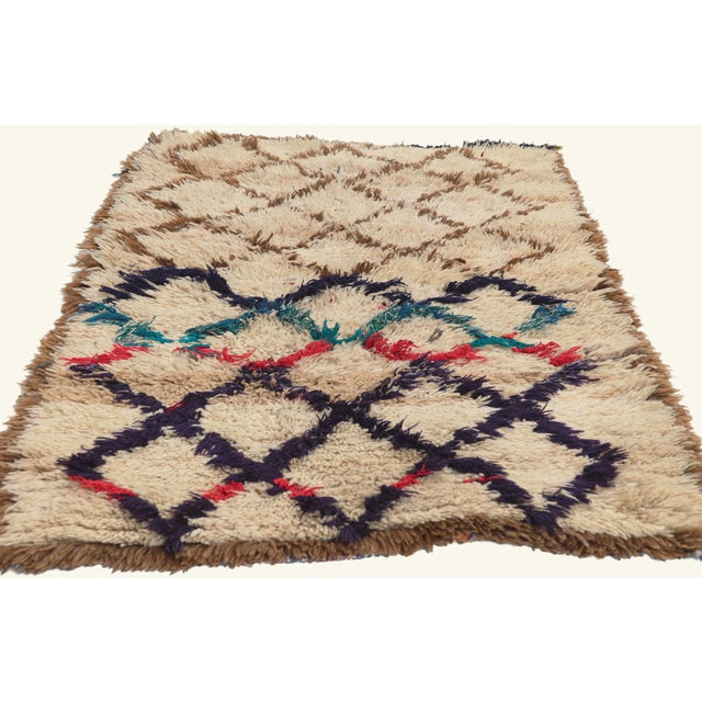 Tribal Vintage Azilal Boucherouite Moroccan Rug, 03'00 X 05'06 For Sale - Image 3 of 10