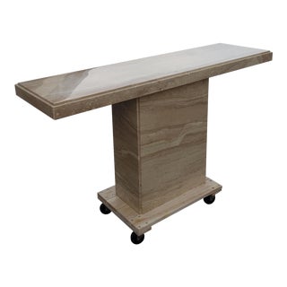 1970s Italian Daina Imperiale/Breccia Sarda Limestone/Travertine/Marble Console Table For Sale