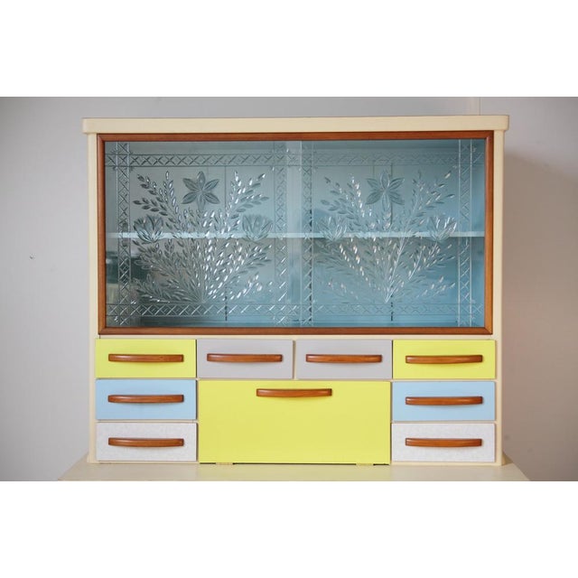 Mid-Century Modern Mid-Century Formica Credenza with Crystal Cut Glass Doors, 1950s For Sale - Image 3 of 18