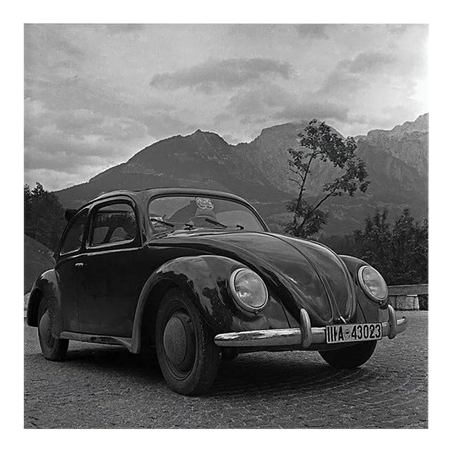 Volkswagen Beetle Parking Close to Mountains, Germany, 1939, Printed 2021 For Sale