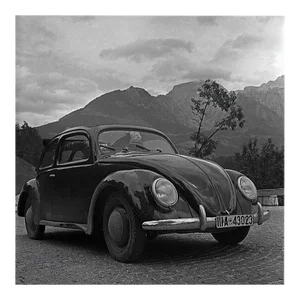 Volkswagen Beetle Parking Close to Mountains, Germany, 1939, Printed 2021