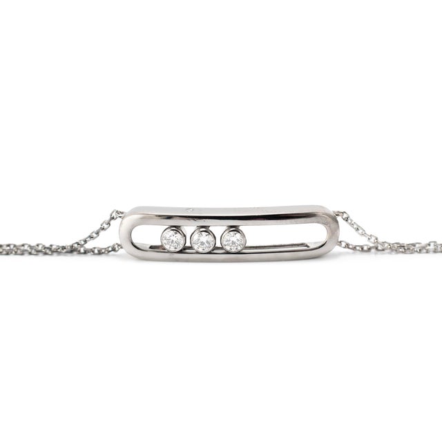 Messika Paris Move Classique Large Model 18k White Gold 0.25ctw Bar Bracelet For Sale - Image 4 of 10