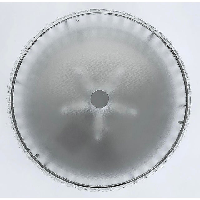 1990s Glass, Crystal and Chrome Flush Mount Ceiling Light Fixture For Sale - Image 9 of 10