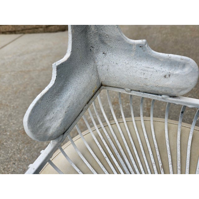 Square White Wrought Iron and Metal Garden Stool For Sale - Image 11 of 14